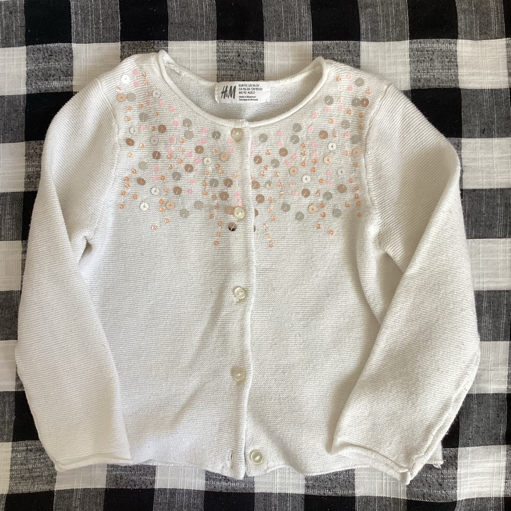 H&M Kids White Cardigan with Sequin Details